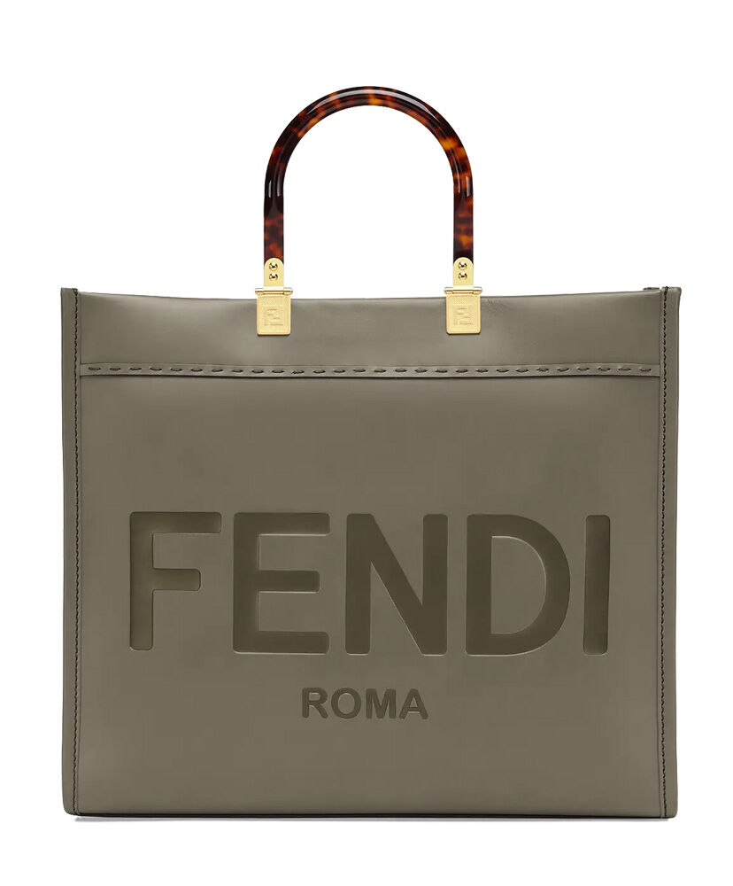 Fendi Large Sunshine Shopper Green Leather Bag